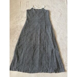 Sleeveless Maxi Dress White Trim Ditsy Print Casual Sundress Summer Small